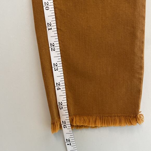 NWOT LOFT High Waist Skinny Jeans in Mustard w Frayed Ends Pockets Stretch Sz 24 - Picture 13 of 13